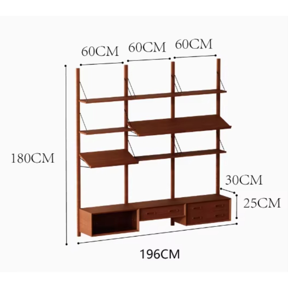 Storage & Organization - Retro Solid Wood Living Room Wall