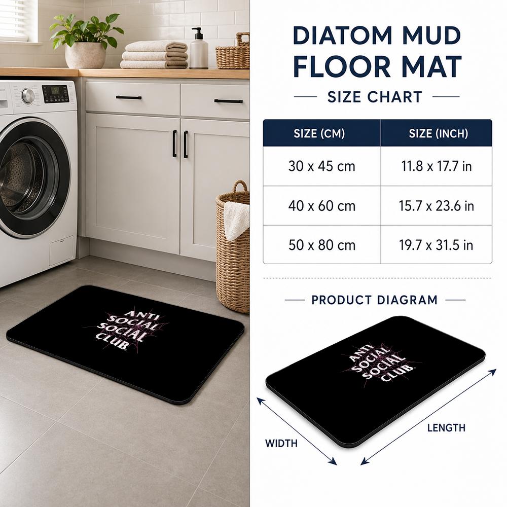 Fashion A ANTI SOCIAL SOCIAL C - огляд і ціна Quick Dry Diatomite Bath Mat