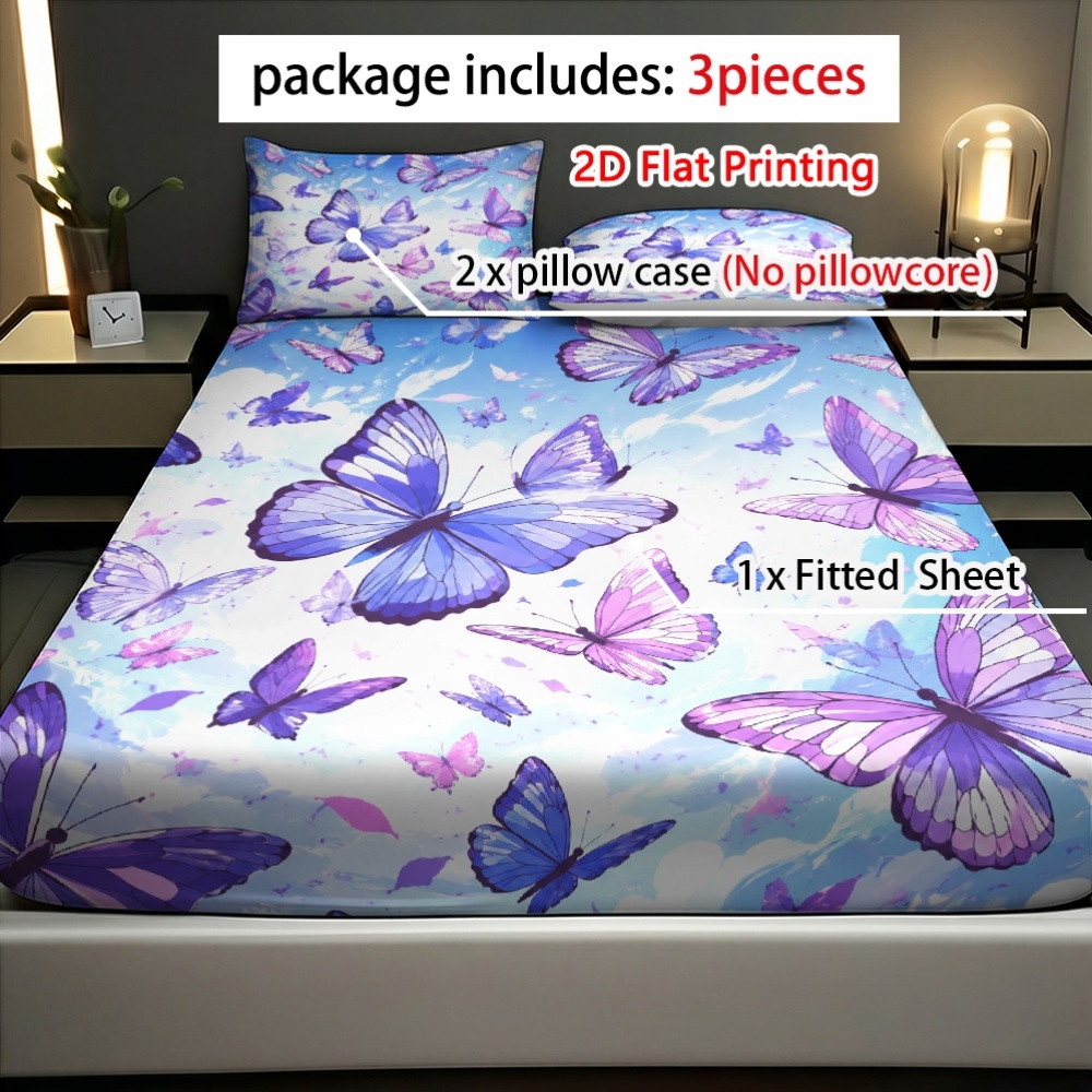 Flat Print Vibrant Purple Butt - огляд і ціна Fitted Bed Sheets Deep Pocket